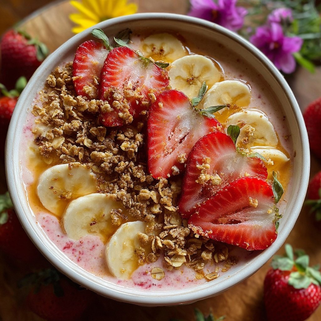 Fresh Strawberry Banana Smoothie Bowl