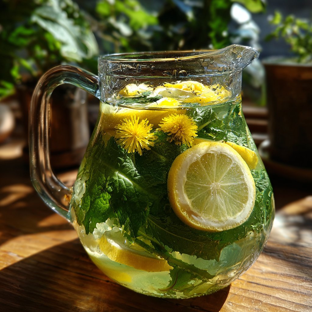 Fresh Dandelion and Lemon Tonic